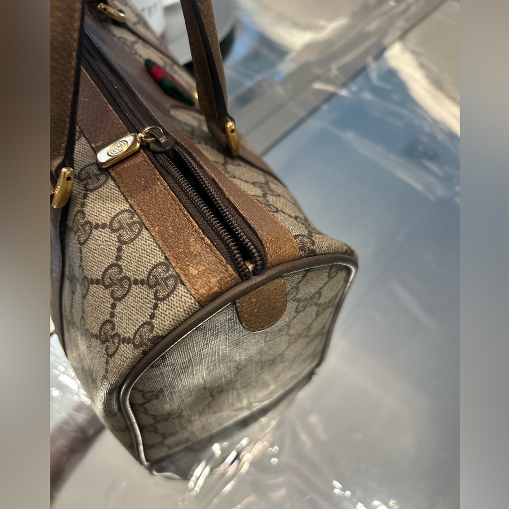 Authentic Gucci Boston Satchel Bag Brown Monogram Coated Canvas - Picture 11 of 16